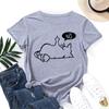 Cat No Cartoon Pattern Cotton T-Shirt Short Sleeve Round Neck Women 2d Print Tops