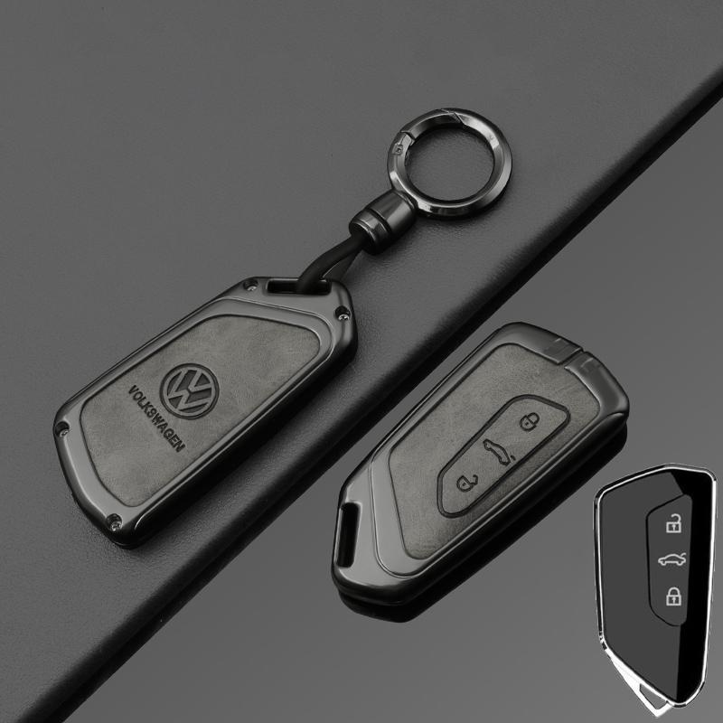 T25Fashion New Double-sided Leather Car Key Case Cover Shell Protection Auto Styling Accessories For VW Volkswagen Golf 8 MK8 Leon
