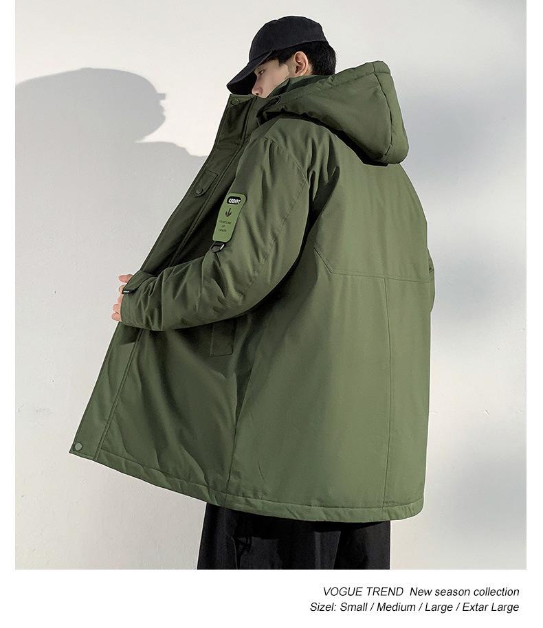 Men's Warm Plush Hooded Cotton Jacket for Winter Outdoor Sports & Mountaineering