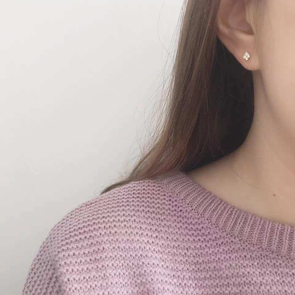 S925 Sterling Silver Heart Shape Diamond Stud Earrings for Women Special-Interest Design Light Luxury Mini All-Match Earrings