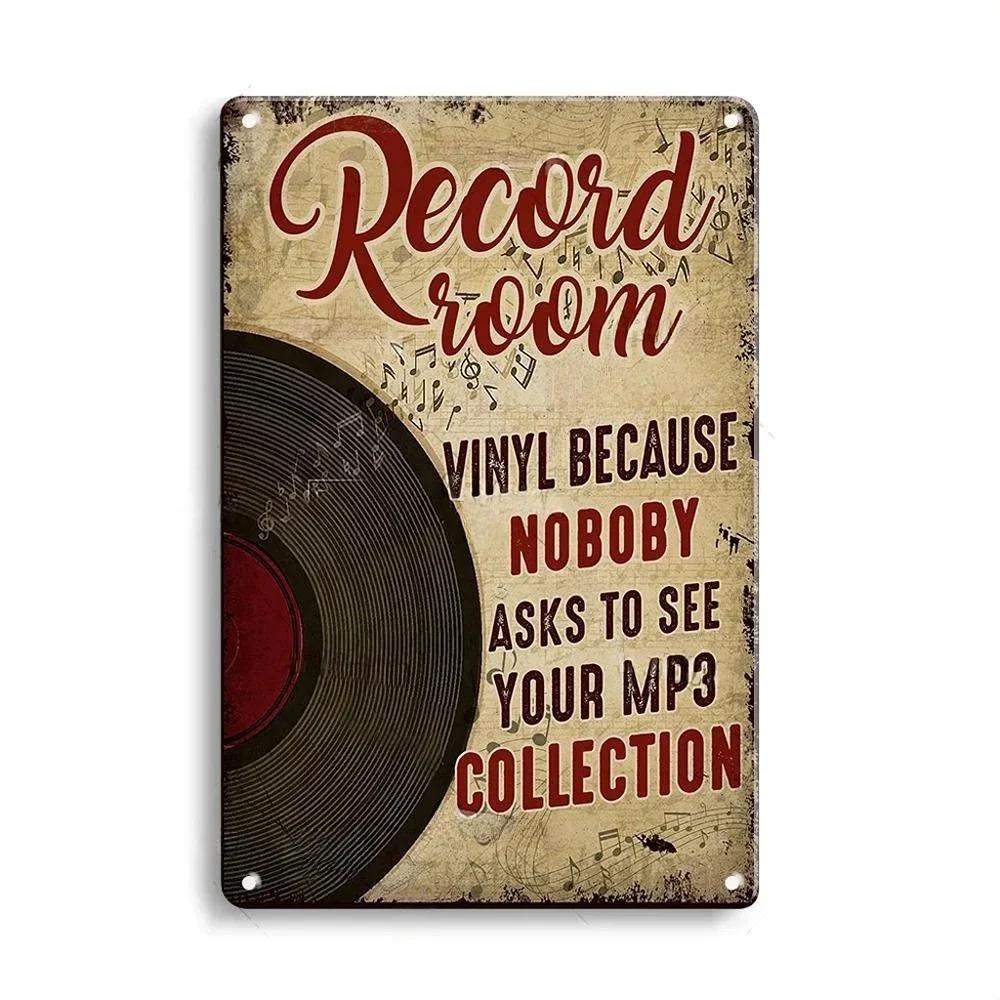 Vintage Rusty Vinyl Records Metal Aluminum Sign Retro Decorative Plate Classic Music Sign Home Studio Bar Man Cave Wall Decor