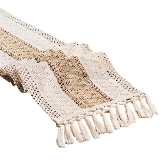 

Bohemian Table Runner Striped Table Runner with Tassels Rustic Fringed Table Runner for Home Farmhouse Dining Table Decor 50cm кофейный
