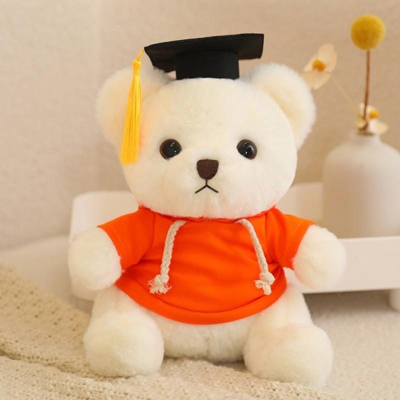 Cute Doctor Bear Plush Toy Graduation Teddy Bear Customizable Logo Phd Bear оранжевый