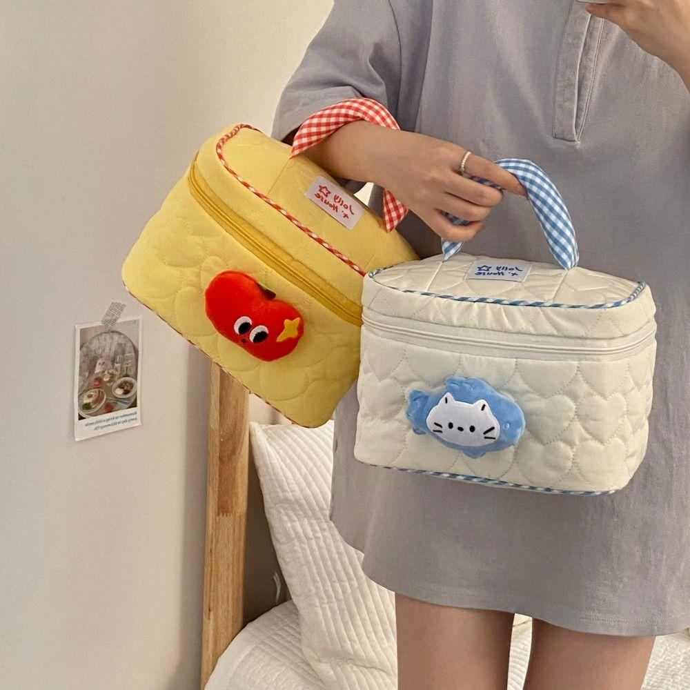 Dopamine Color Cute Cabin Makeup Bag Kawaii Toiletry Bag Portable Handheld Cosmetic Case  Travel