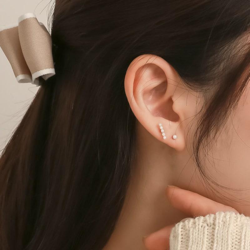 JEWNEL 14K Rosegold 5-tier Pearl Piercing Earrings