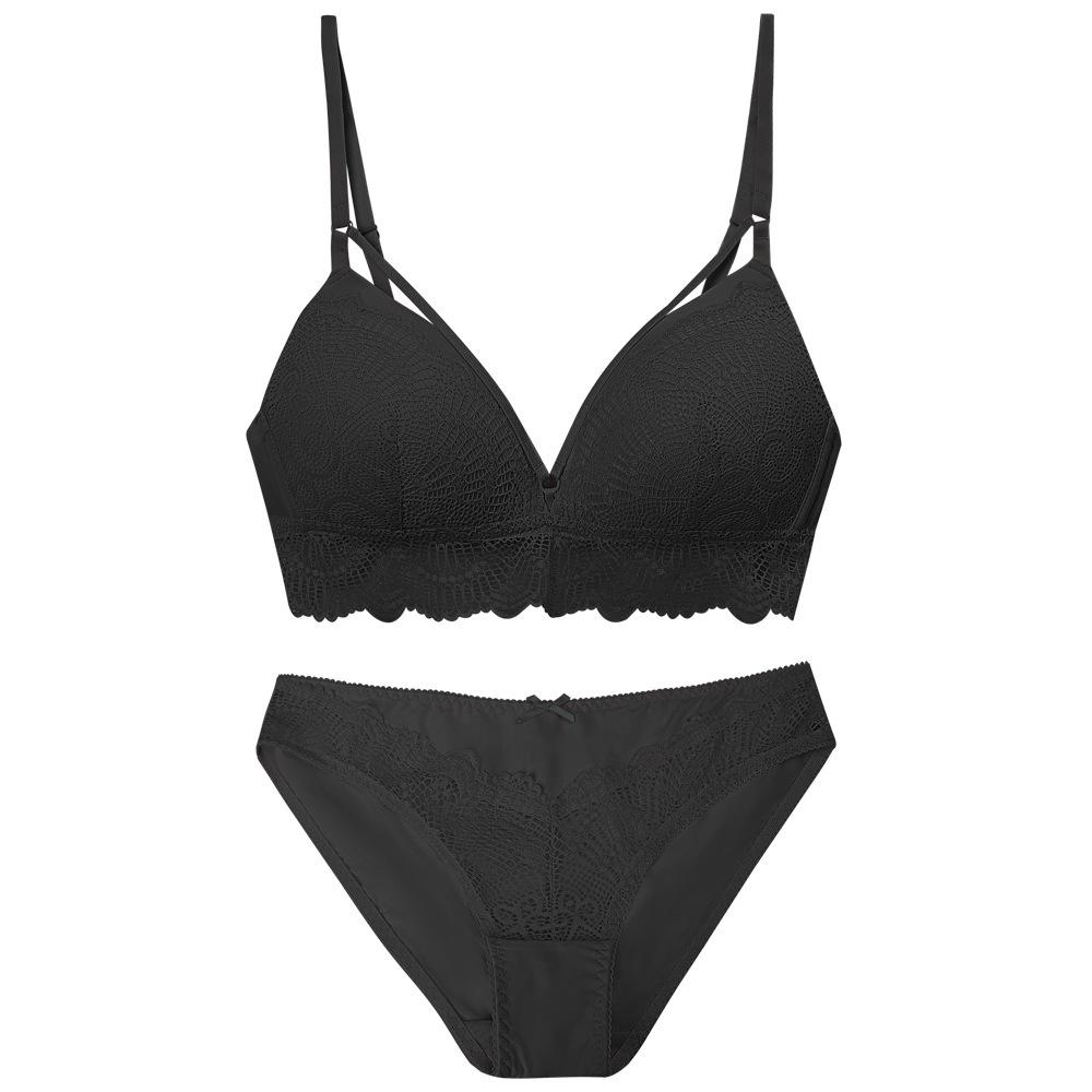 Girls' Rimless Lace Underwear Set: Thin Cotton Cup Bra & Sling