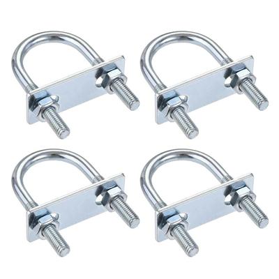 4 PZ Acciaio, Superficie Zincata U-Bolt Rotondi Argento con Piastra Dado Rondella Curva Rotonda Morsetto a U
