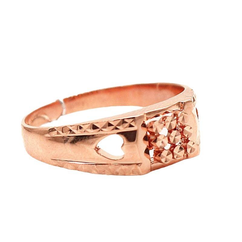 Purple Gold Hollowed-Out Love Ring, Simple Temperament, Open Design, Rose Gold-Plated Ring.
