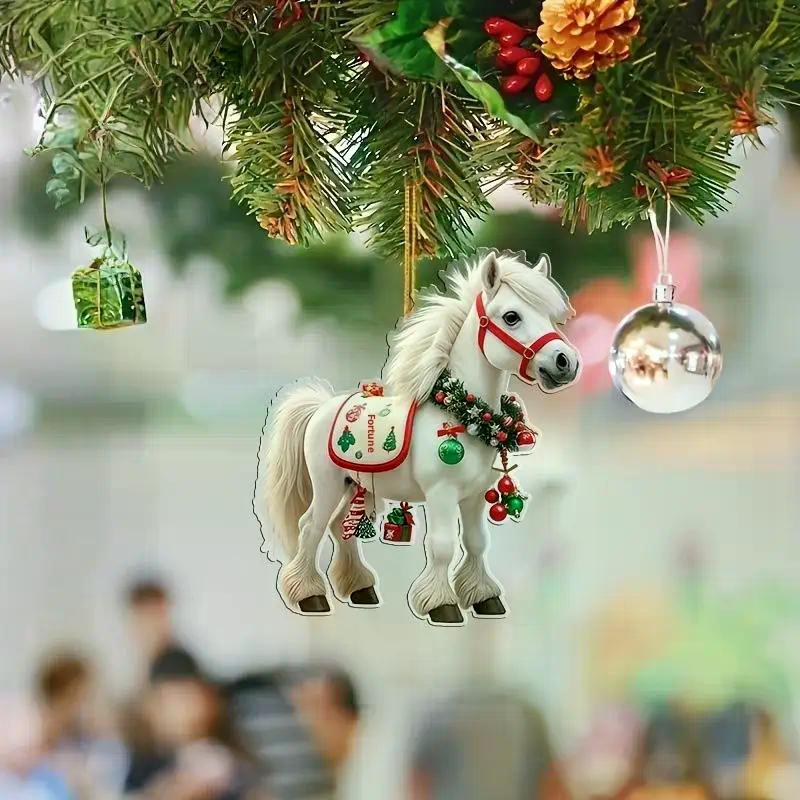 1/3Pcs Elegant Christmas Horse 2D Acrylic Decorations Hanging On Christmas Trees As Christmas Home Decorations Xmas Party Gifts