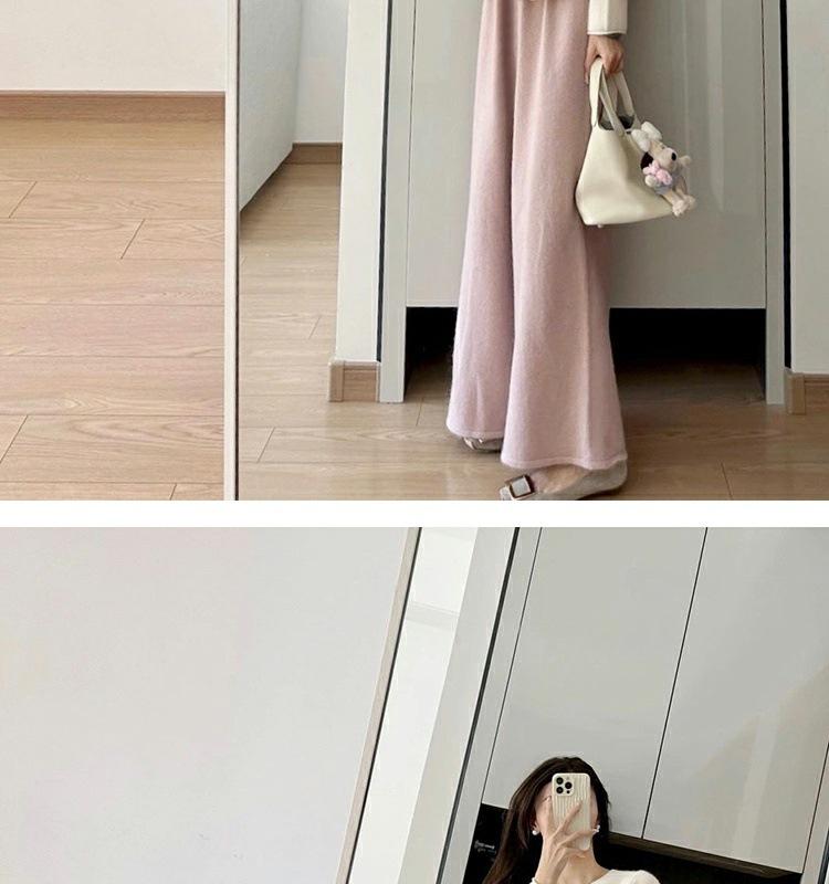 Set Pulover Tricotat Toamnă/Iarnă și Pantaloni Maternitate cu Picior Larg