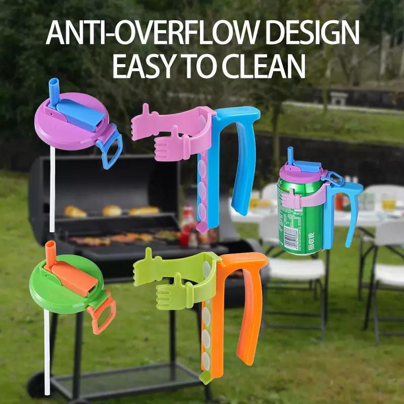 Soda Can Lids with Straw Anti-Spill Silicone Can Covers Reusable Drink Can Lids and Holders for Beer Soda Cans