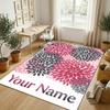 Floral Theme Soft Crystal Velvet Rug Custom Name & Text Print Non Slip Floor Rug for Bedroom Living Room