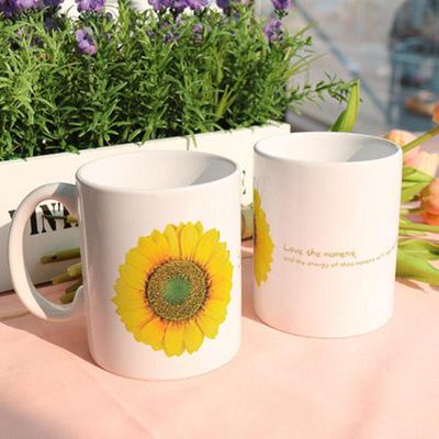 ci447-Design Mug 2p-Sunflower and Happy Quotes