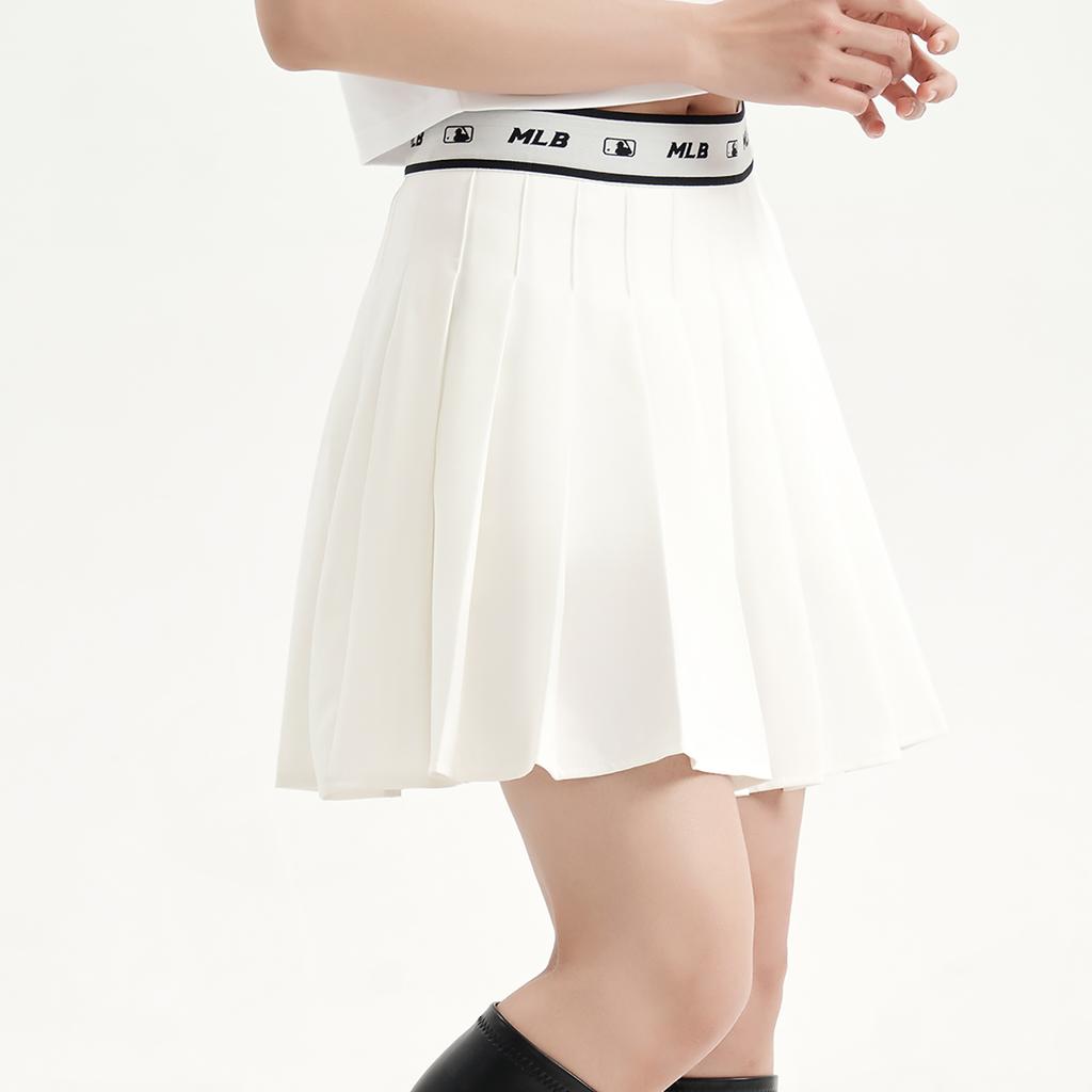 MLB Boston Red Sox Sports Lifestyle Embroidered Logo Trendy High-Waisted Pleated Casual Skirt Women skirts Ivory 3FSKB0133-43IVS