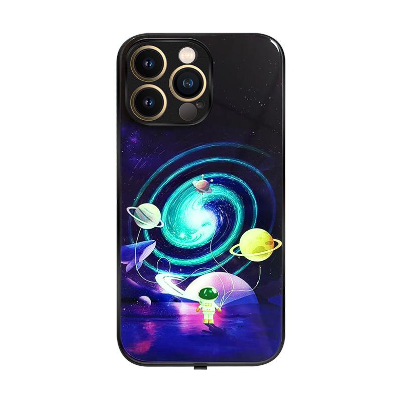 Leuchtende Anti-Rutsch-Handyhülle für iPhone 16 Pro Max & Huawei bei eingehendem Anruf - Soundaktiviert, Verschleißfest, Siebenfarbiger Schutz.