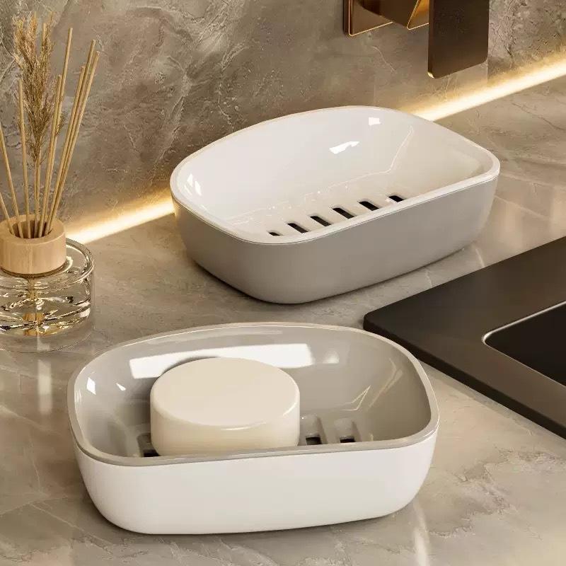 Two Layer Plastic Soap Dish With Self Draining Design Perfect For Bathroom Kitchen Sink Countertop Daily Use