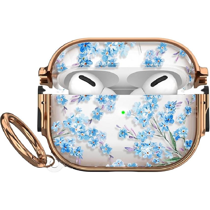 Maxjoy for AirPods Pro 3rd Generation Case with Lock, Flower AirPods Pro 3 Case Lock Protective Hard Cute AirPod Pro 3 Cover for Women Men with