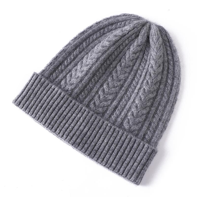 Women&Men Winter Hat 100% Pure Cashmere Knitted Bonnet Solid Fashion Y2K HipHop Street Skullies Cap Girl Boy Warm Ski Hat Unisex