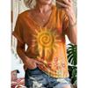 Women's T Shirt Print Floral Graphic Vintage Stylish Classic Short Sleeve V Neck Regular Tops Daily Sports Going Out Yellow Orange Green Summer Spring