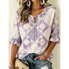 Women's Spring Summer Casual Blouse, Green Succulent Patchwork Print Tops for Daily Street Holiday Dating Leisure Outfit