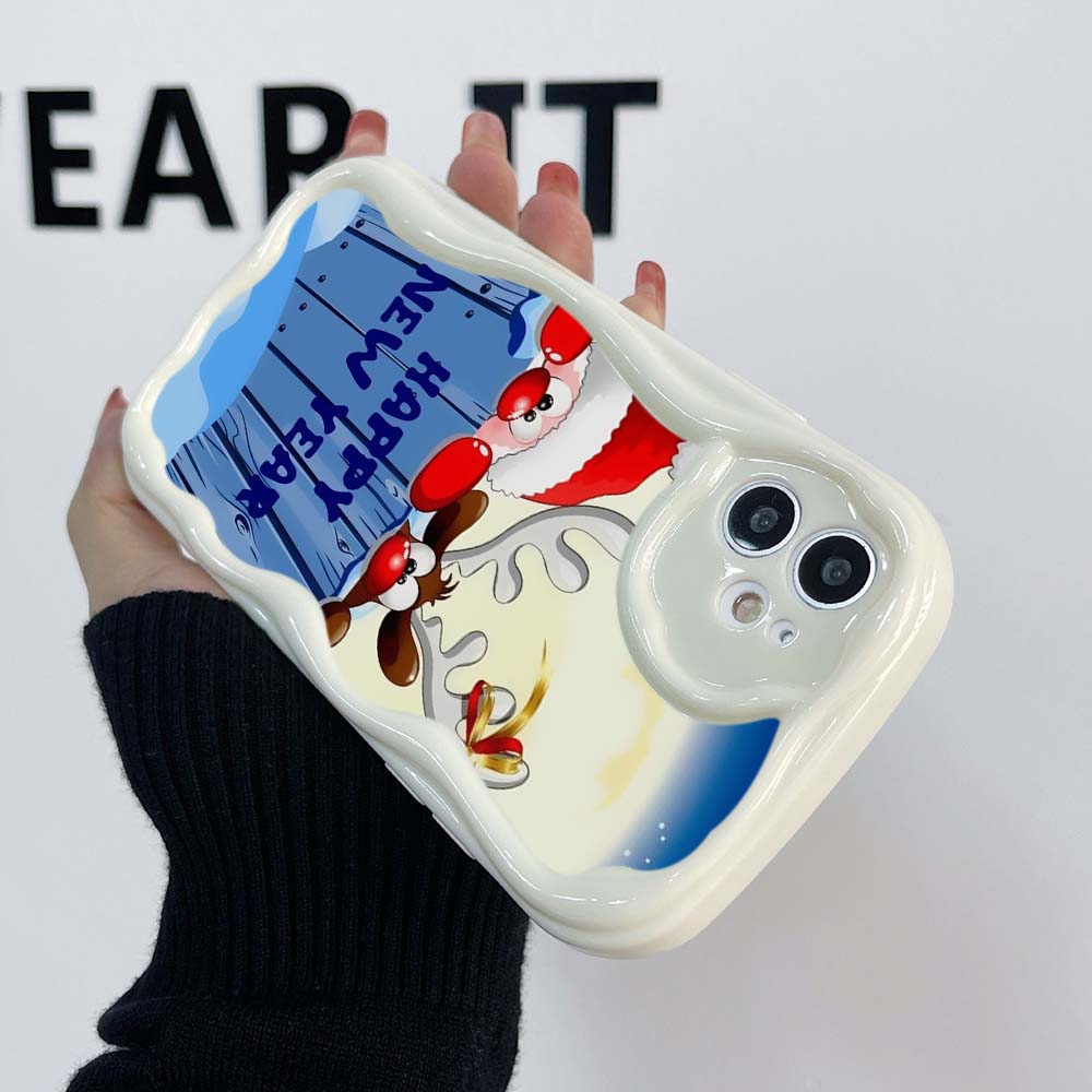 Samsung Galaxy A25 for iPhone 15 Xiaomi Poco X6 Redmi Huawei Honor 90 Phone Cases A2 New year christmas design art exclusive Cream pattern Soft Case