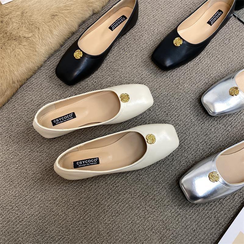 Fashion Flat Shoes for Women 2025 Spring and Autumn Square Toe Plus Size Women's Shoes  Loafers Women Ladies Zapatos De Mujer