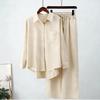 South East Asia Autumn and Winter Large Size Loose Elastic Wrinkle Long Sleeve Shirt Wide Leg Pants Fashion Casual Sports Suit