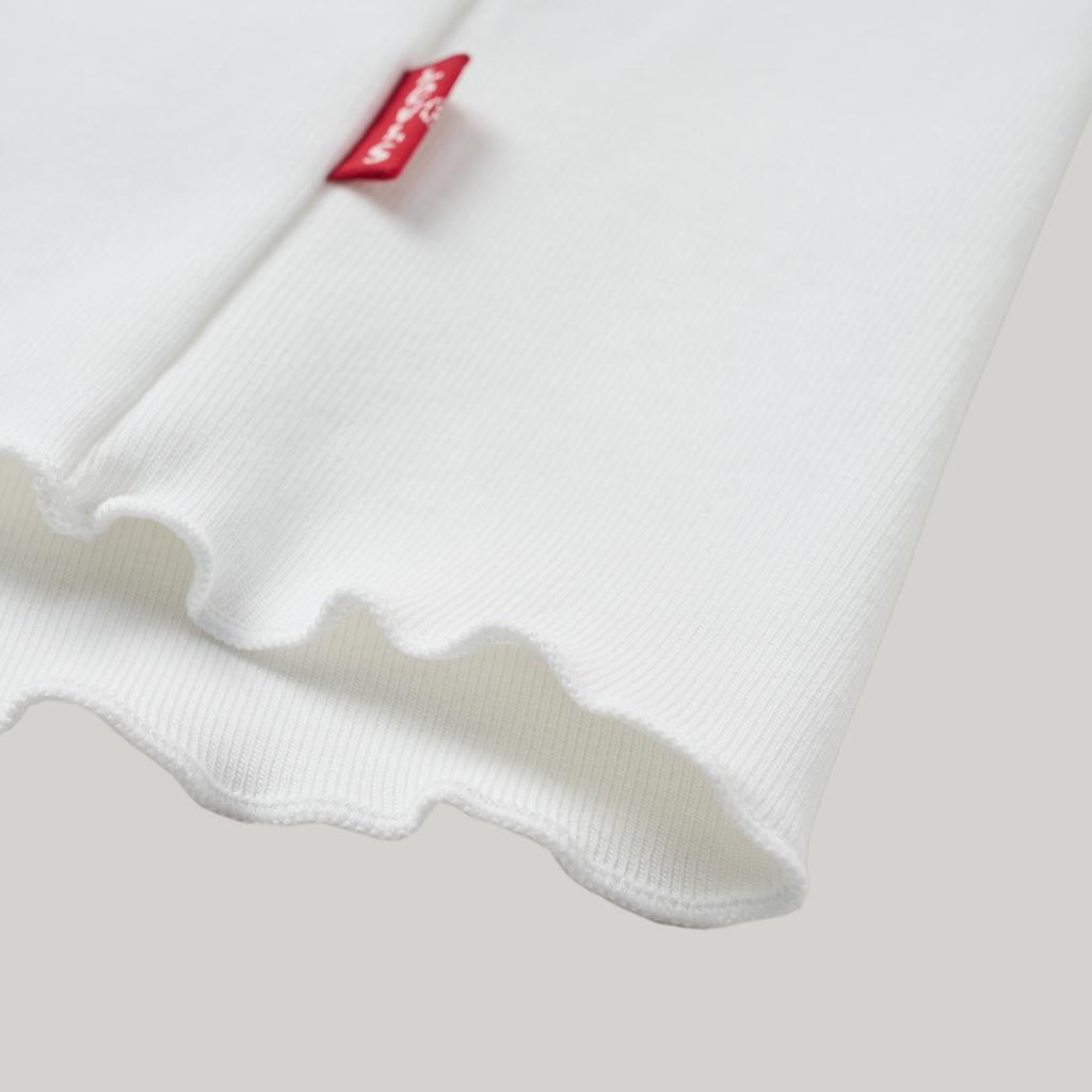 Levis Casual Versatile Slim Fit Logo Print Ribbed Round Neck Short Sleeve T-Shirt Women T-Shirts White 003SN-0000