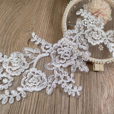 European Embroidery Float Bone Lace To Flower, Handmade Diy Material Wedding Dress Veil Wedding Shoes Lace Accessories White