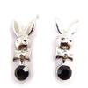Les Trésors De Lily [J5954] - Silver Black 'Lapinou' Designer Earrings