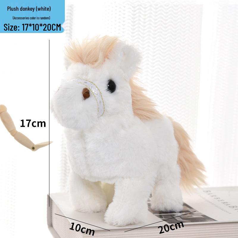 Electric Walking Plush Horse Doll with Neighing Sounds and Leash – Electronic Pet Toy for Children