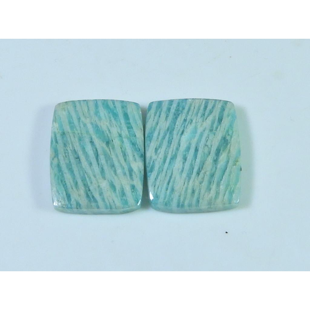 

24Cts. Natural Amazonite (15X29X02 mm each) Octagon Cabochon Matched Pair SK-3058