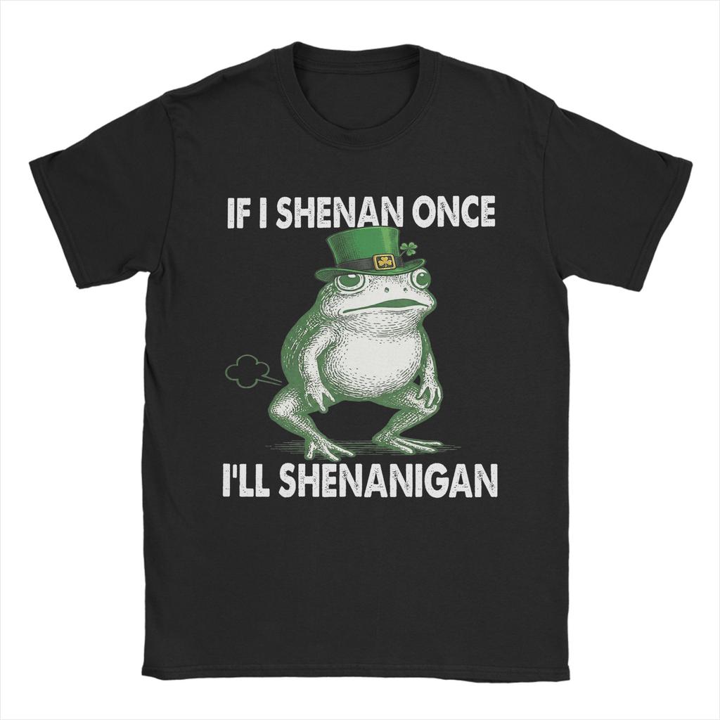 Si je Shenan Une fois Ill Shenanigan T-shirt Plage Hip Hop T-shirts Homme 100% Coton Col Rond Oversize Hauts Manches Courtes