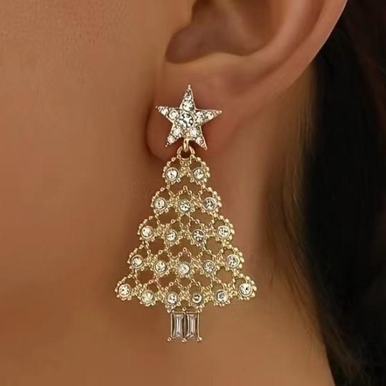 

Rhinestone Christmas Tree Earrings Fashion Party