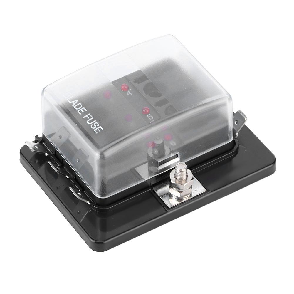 6 Way Blade Fuse Box Holder with LED Safety Indicator Accessories for Car Boat Marine Airplanes