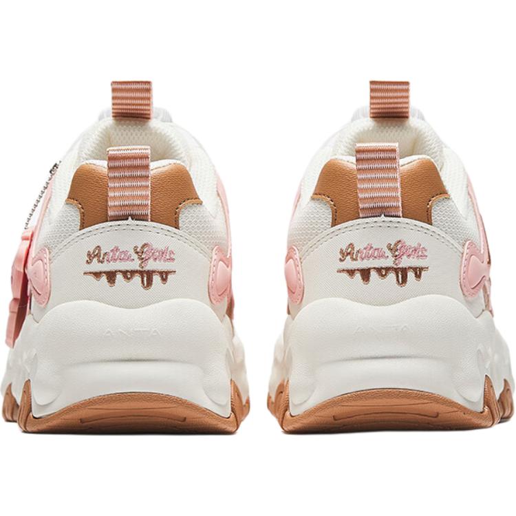 Anta Kids Synthetic Leather Fabric Comfortable Versatile Non-Slip Wear-Resistant Low-Top Casual Shoes Men Casual Shoes White Pink A22448829-1