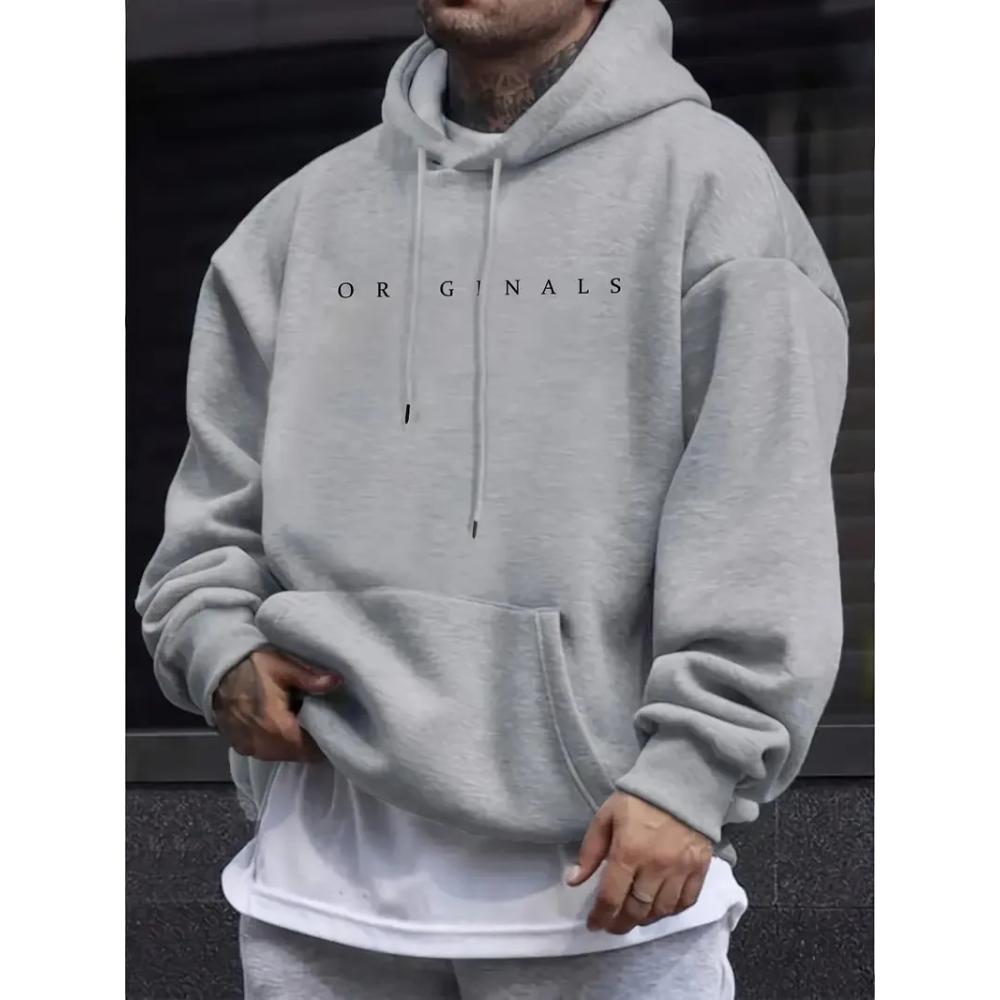 Men's Letter Print Versatile Hooded Sweatshirt Comfortable Loose Hoodies Sweatshirts Men’s