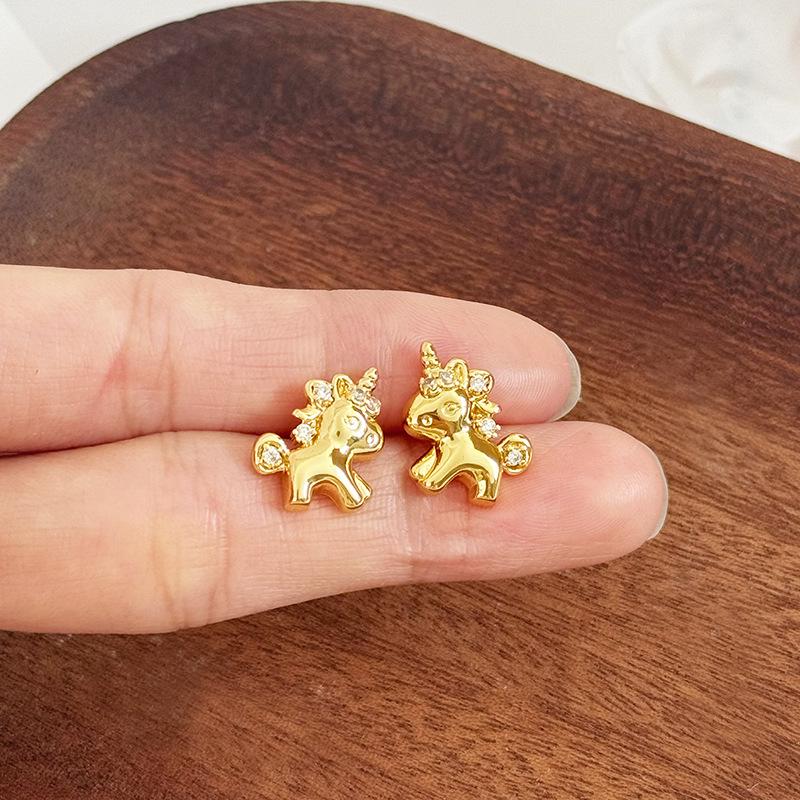 Chic Unicorn Pony Stud Earrings: Niche Design, Exquisite & Cute for Women