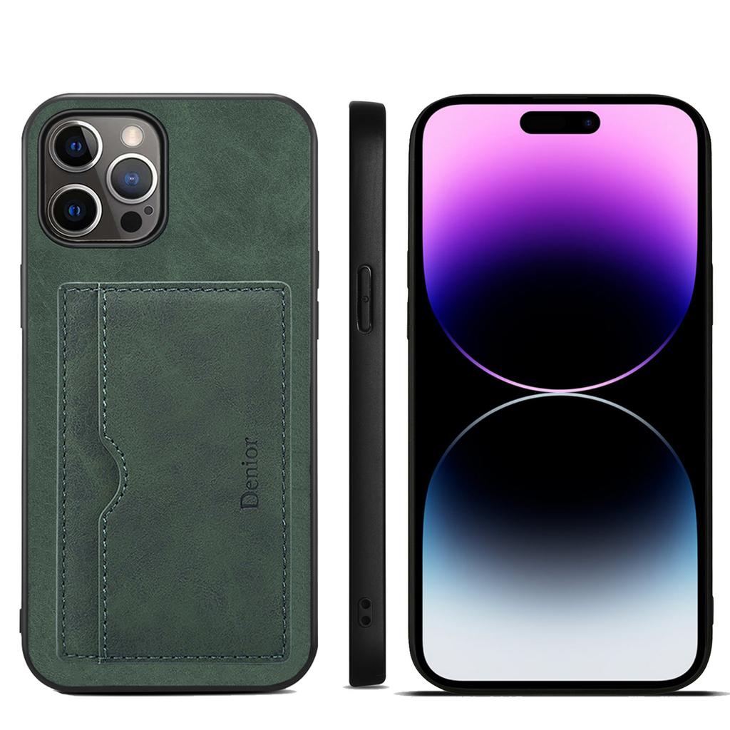 Denior for iPhone15 ProMax Card Holder 12 Mobile Phone Case 14Pro Retro Wallet Leather Case 13