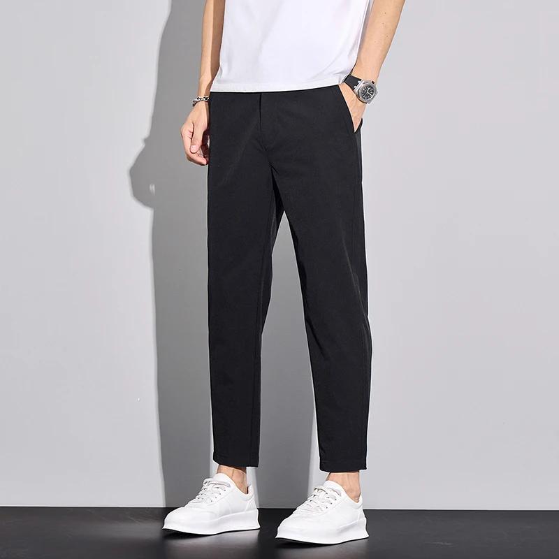 2026 Summer Men's Ankle-Lenght Pants Fashion Men Casual Slim Lightweight Trousers Male Vintage Streetwear Thin Pants