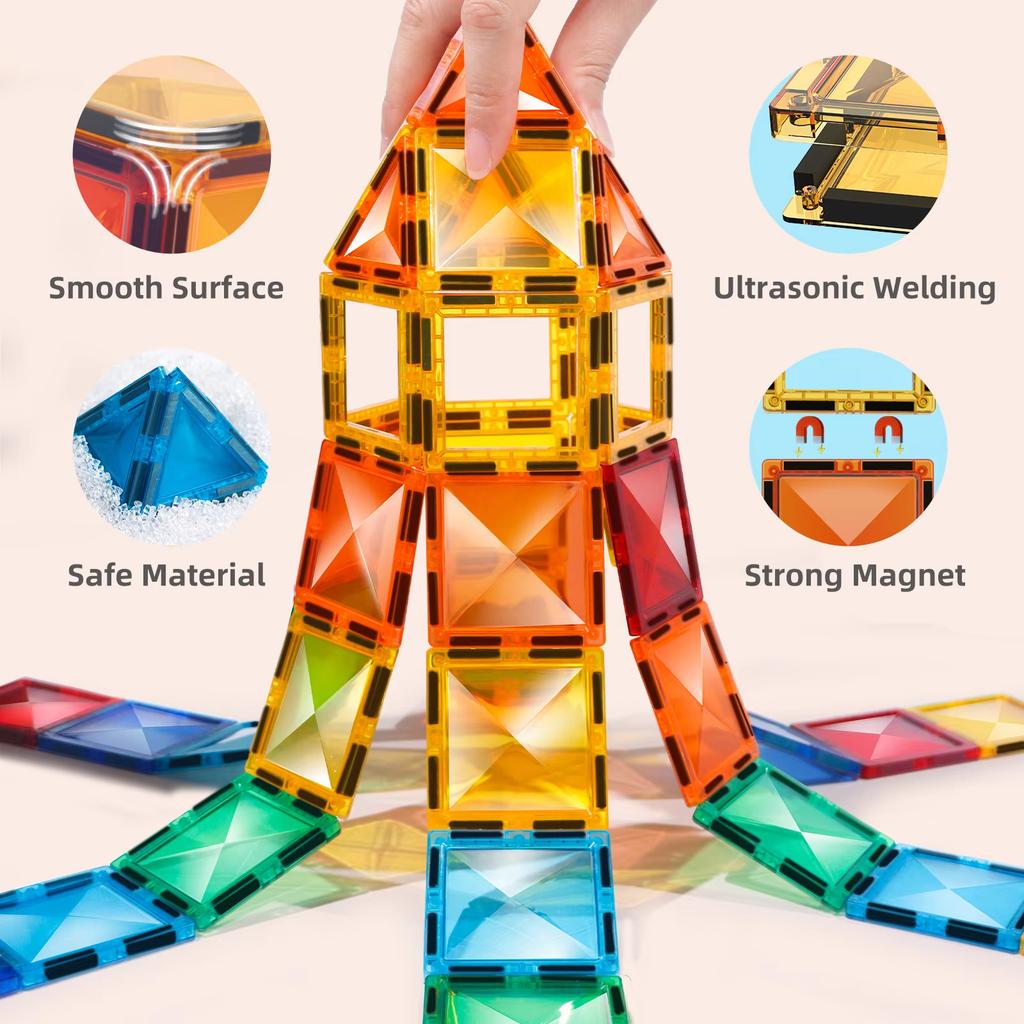 Large Color Window Magnet 88-108PCS DIY Building Blocks STEM Education Toys Suitable for Birthday Halloween Gifts for Teenagers