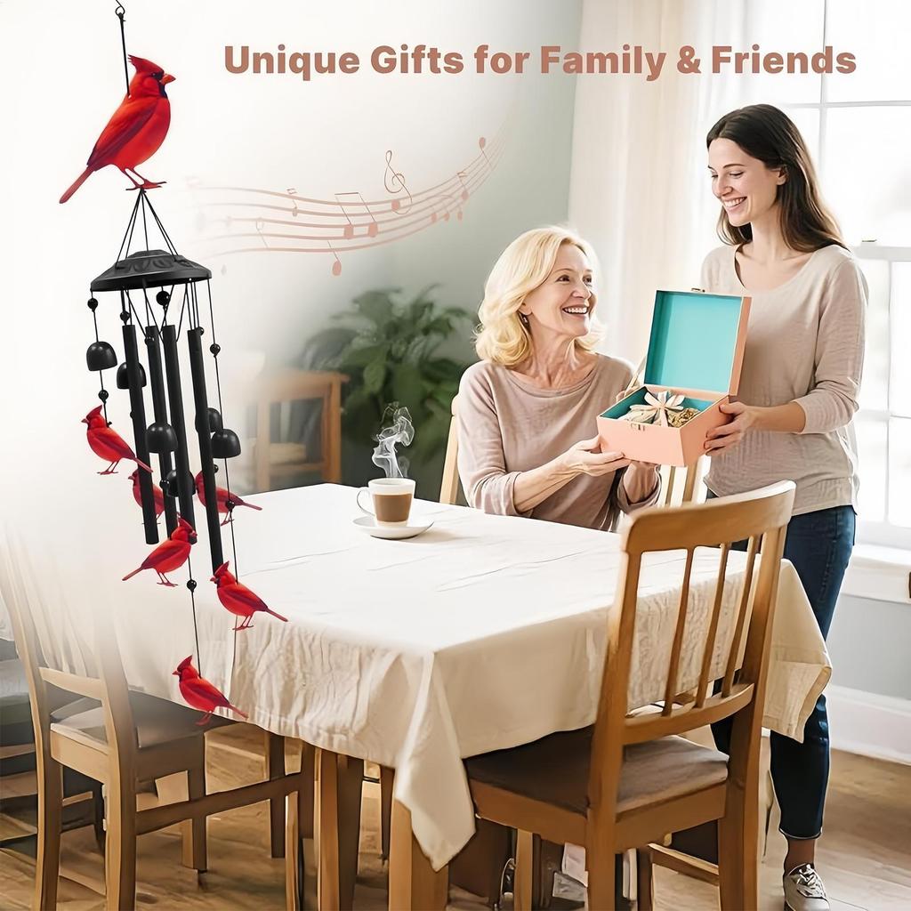 Cardinal Wind Chimes Outdoors Memorial Decoration Bird Windchime For Christmas Outside Garden Patio Yard Apartment Loss Of Mom