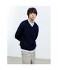 Saendeusaundeu (Unisex) Sheer V-Neck Sweater Navy