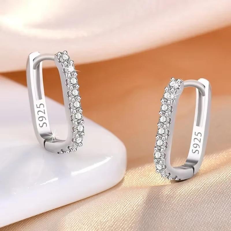 925 Silver Circle Hoop Earrings for Women Fashion Luxury Crystal Zirconia Earrings Party Wedding Versatile Jewelry