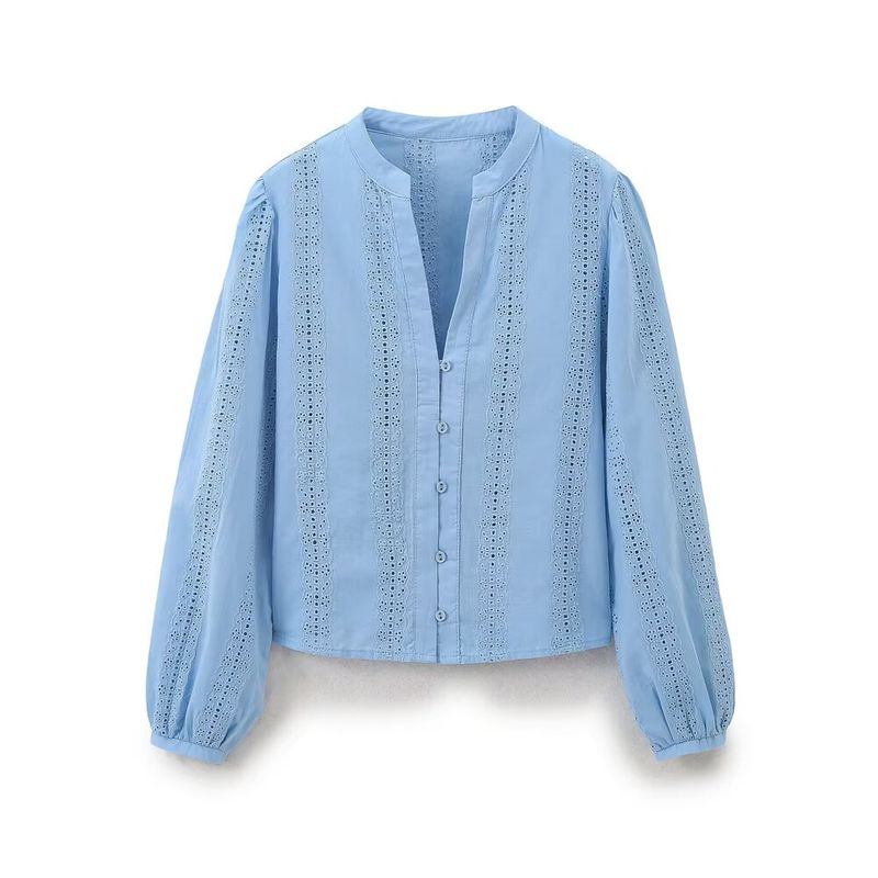Kaslead New Arrival Women's Clothing Fashion Style Fashion All-Match Cut Out Embroider Long Sleeves Tops 8741045