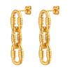 Stainless Steel 3-section Oval Chain Earrings for Women,Gold Plated Geometric Earrings,Punk Party Jewelry Gift