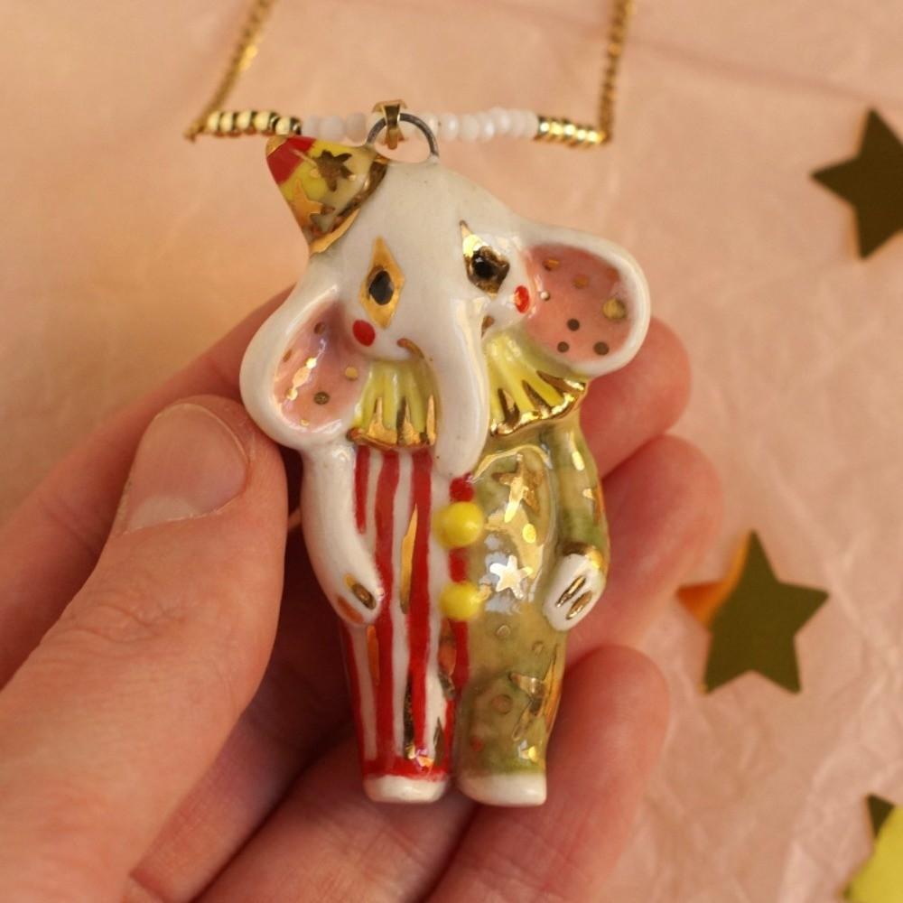 Cartoon Zirkustier Pullover Kette Perlen Schlüsselbein Halskette Kindlichkeit Halskette Lässiges Outfit