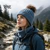 Cozy Knit Hats for Ponytails Winter Knitted Hat Women, Cold Weather Fleece Lined with Pom Breathable Warm Headwear Pom, Chunky Snow Hat, Soft