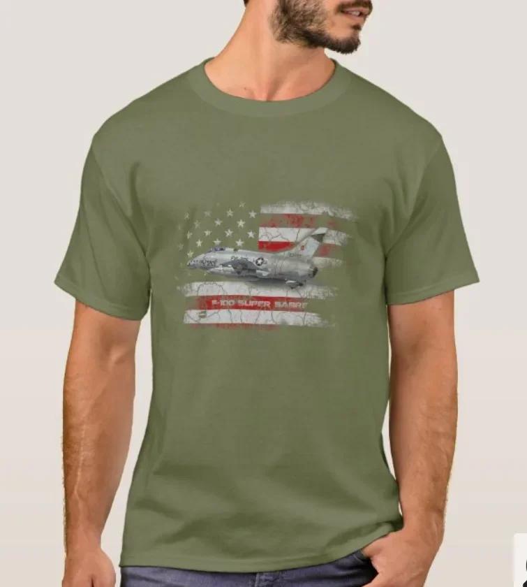 Vintage American Flag F100 Super Sabre Jet Fighter TShirt Summer Cotton Short Sleeve ONeck Mens T Shirt New S3XL