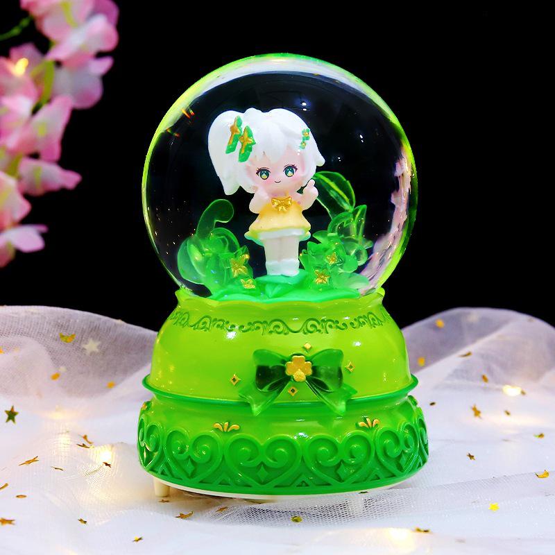 Iridescent Castle Snowfall Crystal Ball Music Box for Kids - Dreamy Fairy Tale Carriage.